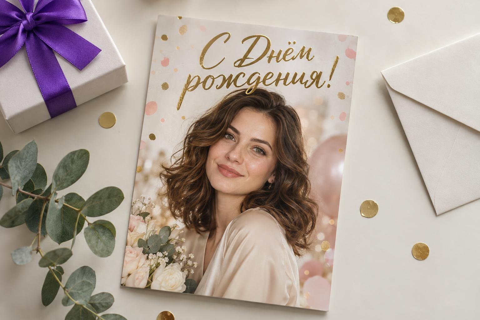 Создать открытку с днём рождения по фото бесплатно от Facee