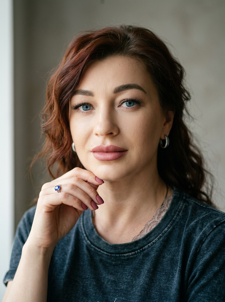 Крупный портрет девушки с акцентом на глаза в стиле Vogue