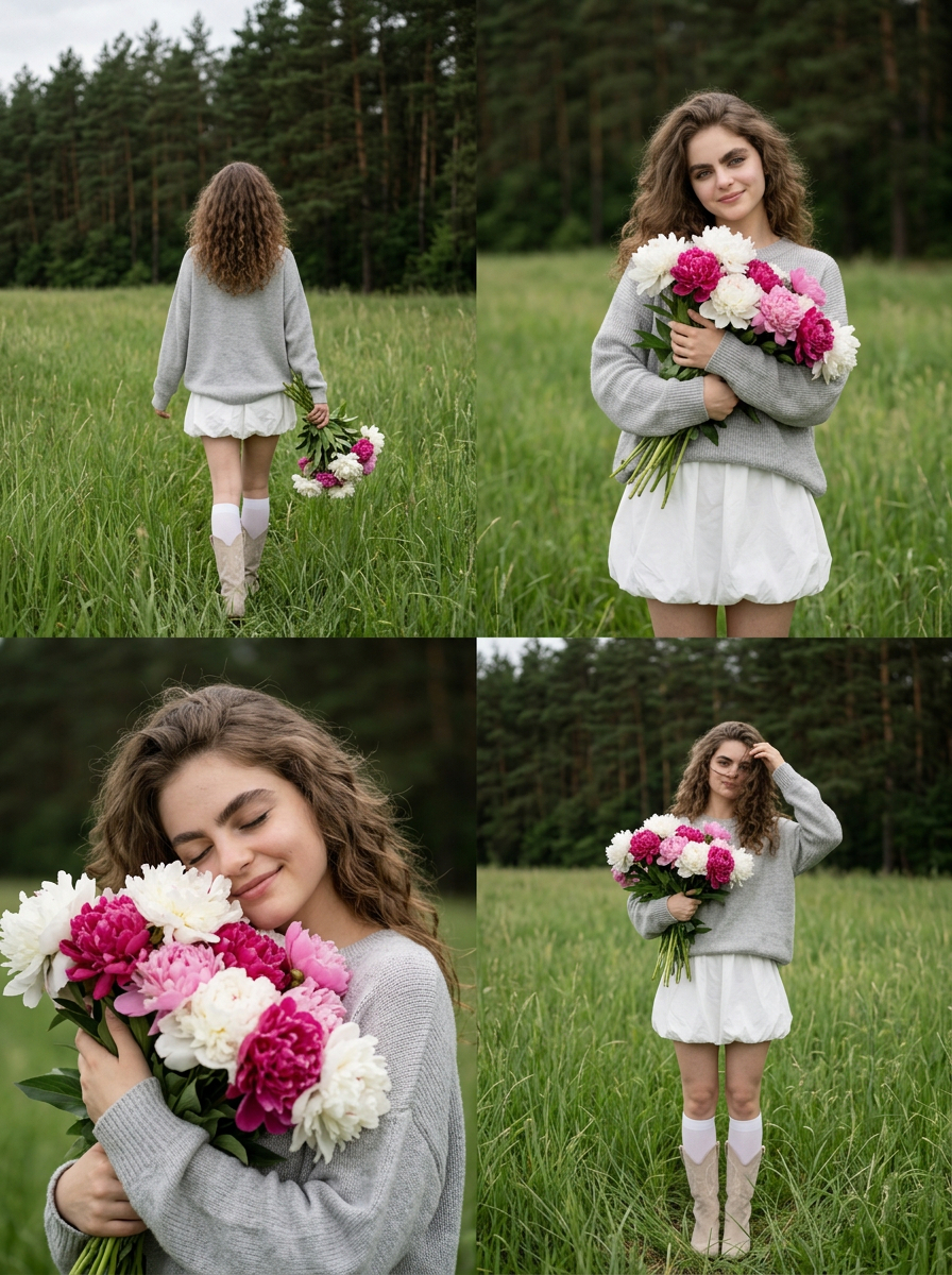 Коллаж fashion-фото девушки с длинными волосами