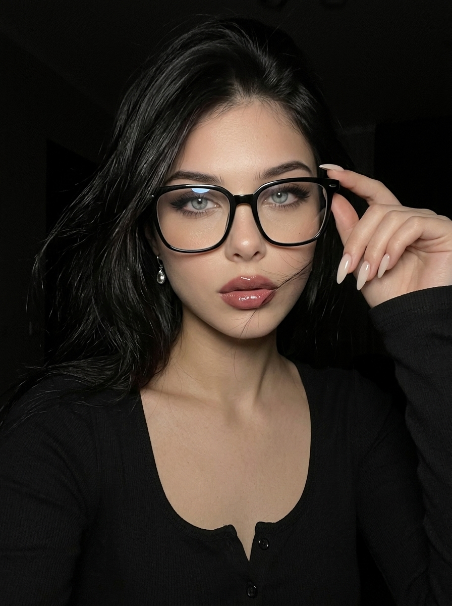 Ночной портрет девушки в очках в стиле dark glam Ночной портрет девушки в очках в стиле dark glam