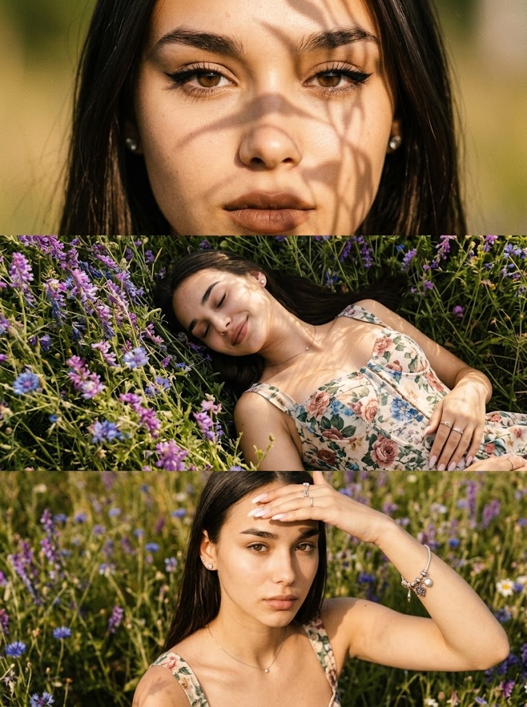 Y2K-коллаж девушки с ярким макияжем и украшениями