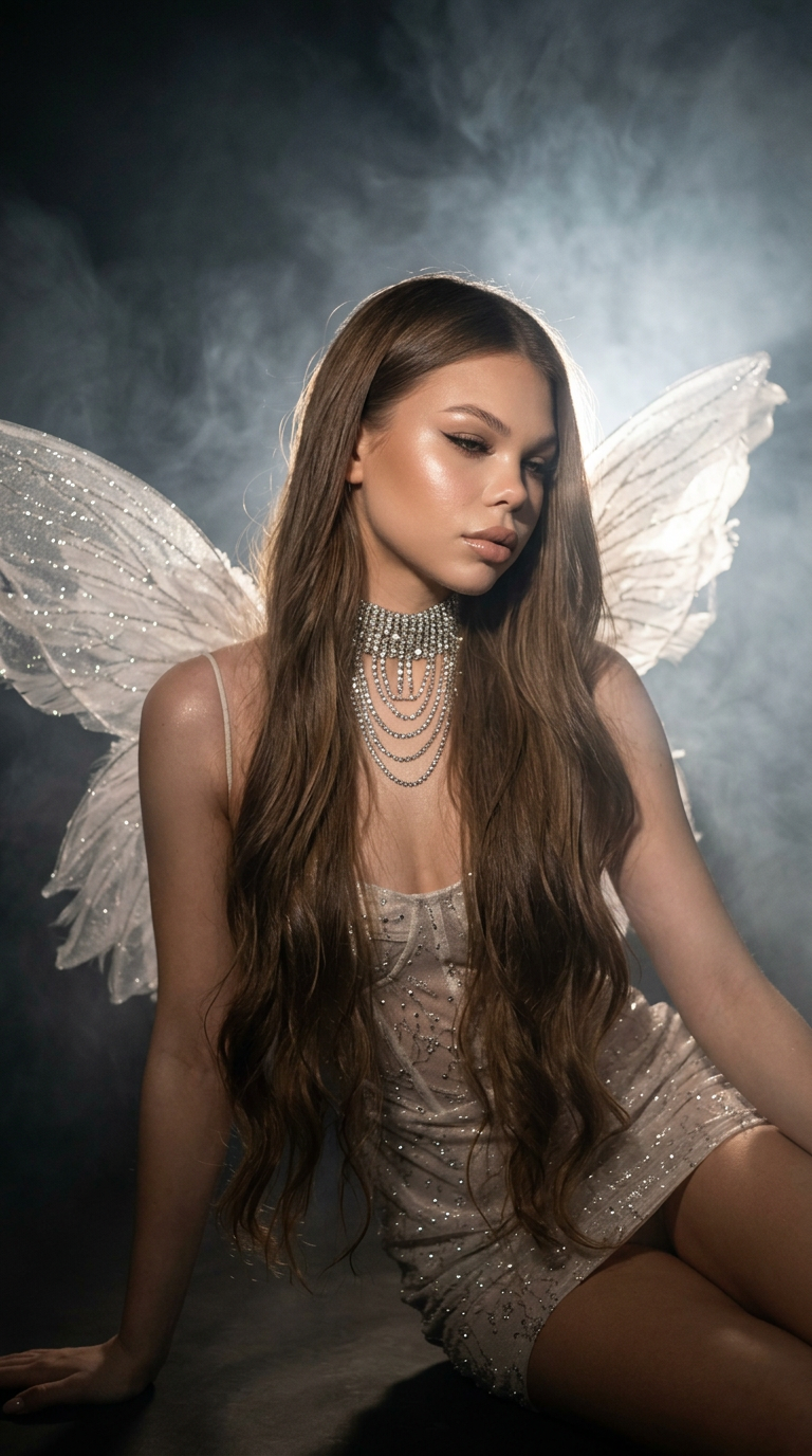 Мечтательный портрет девушки в стиле angelcore