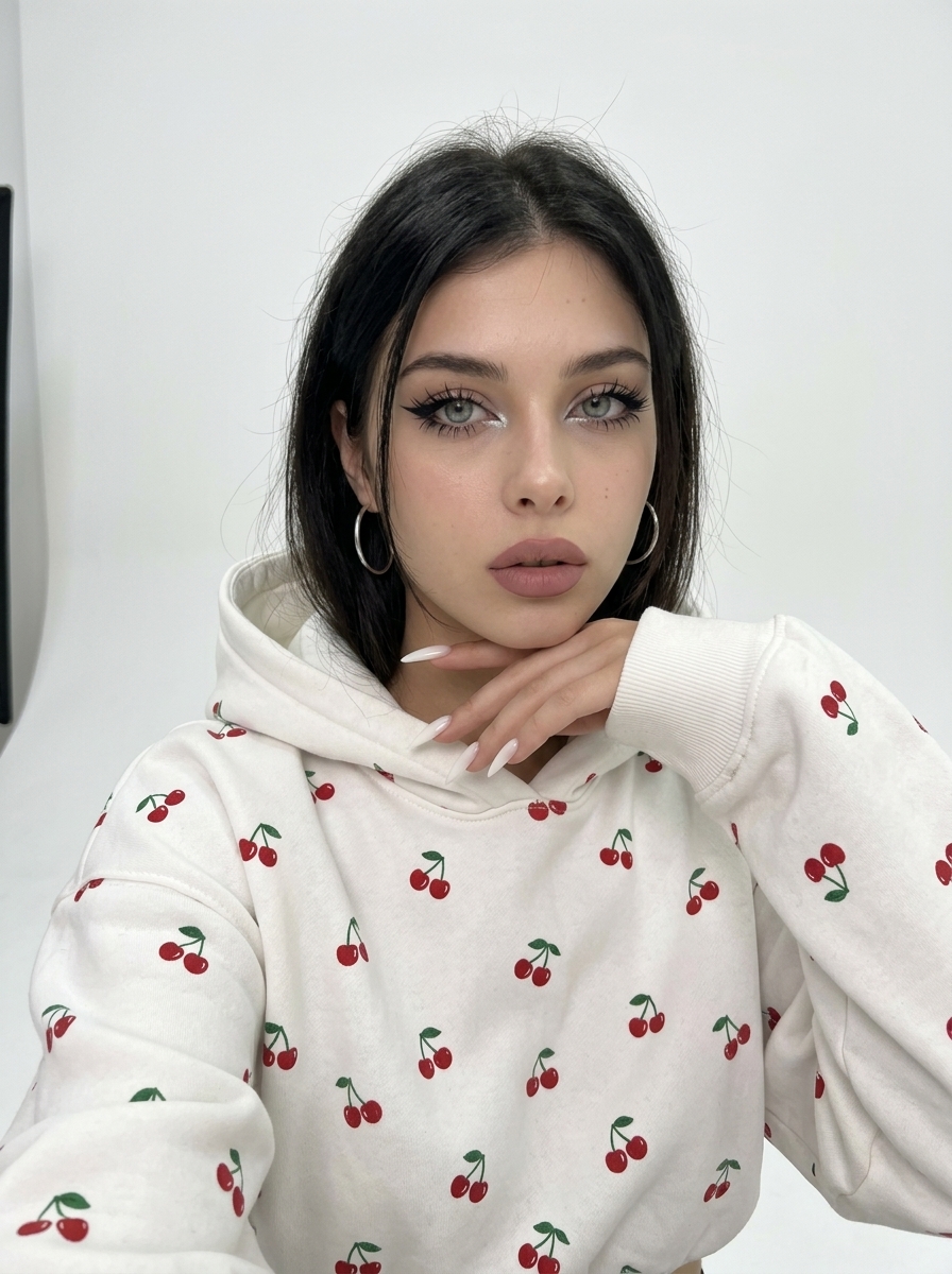 Портрет девушки в стиле Soft Goth с графичным макияжем