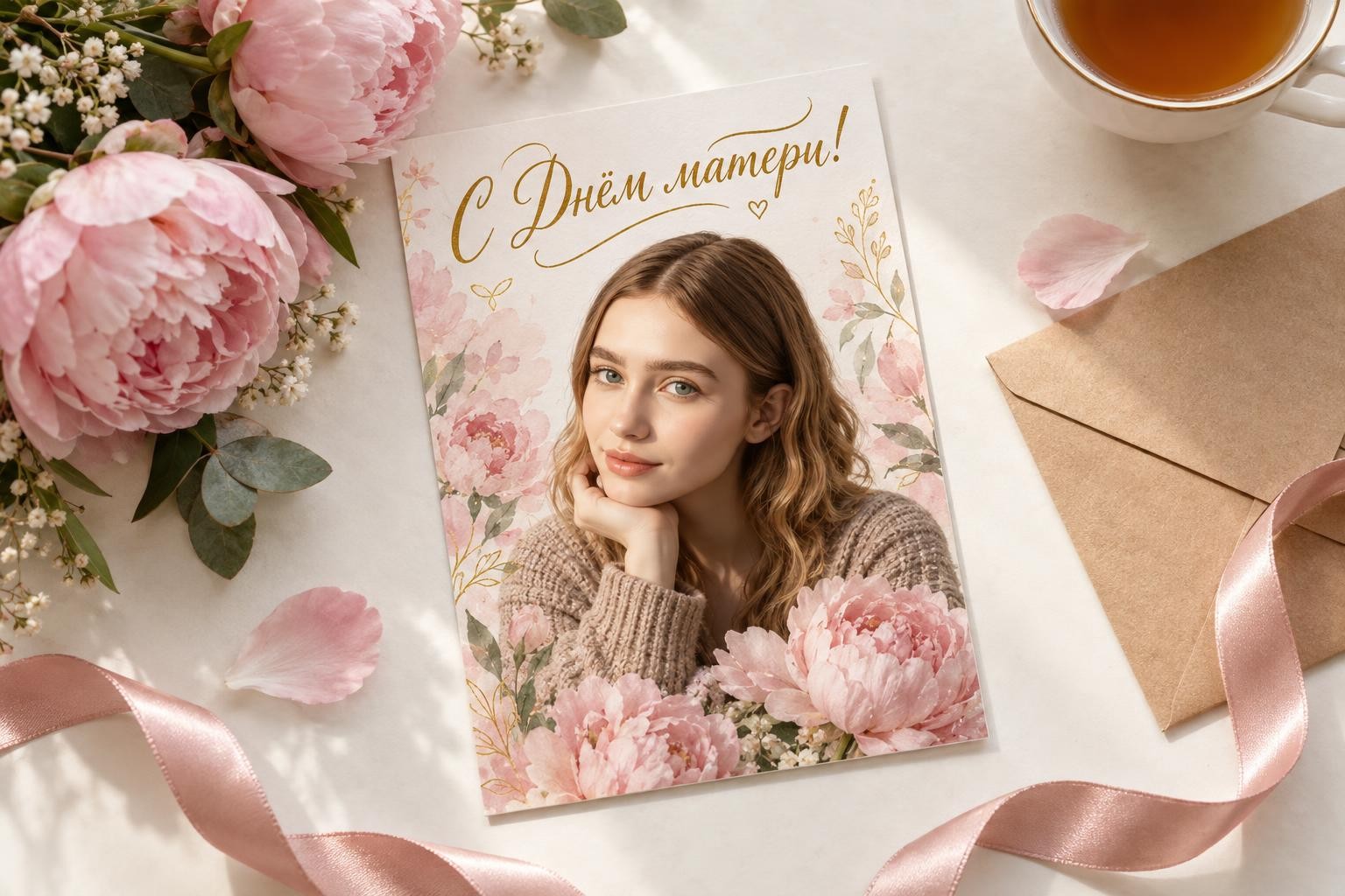 Создайте открытку «С Днем матери» по своему фото от Facee
