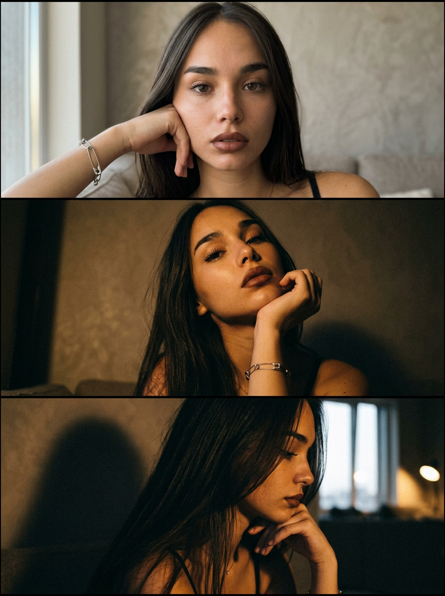 Бьюти-коллаж с девушкой и темно-коричневой помадой