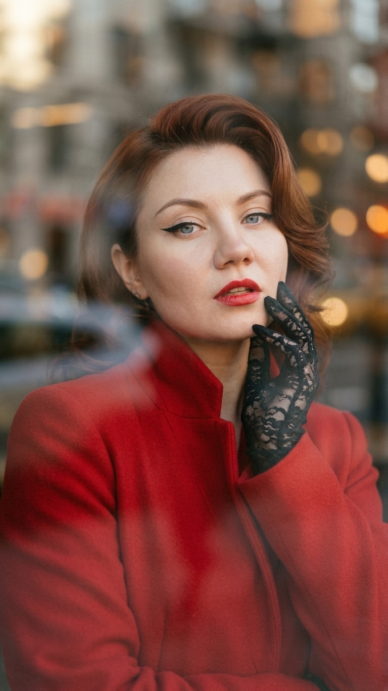 Fashion-портрет девушки в ярко-красном пальто