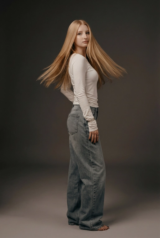 Кадр из фотосессии В белой майке и джинсах