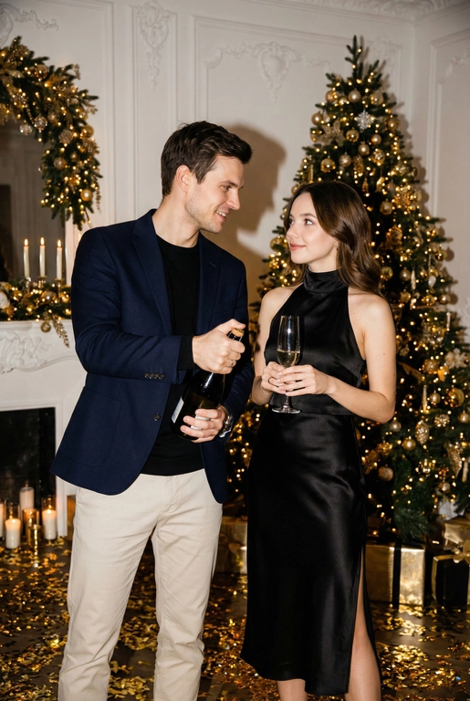 Кадр из фотосессии Новогодний гламур для пары