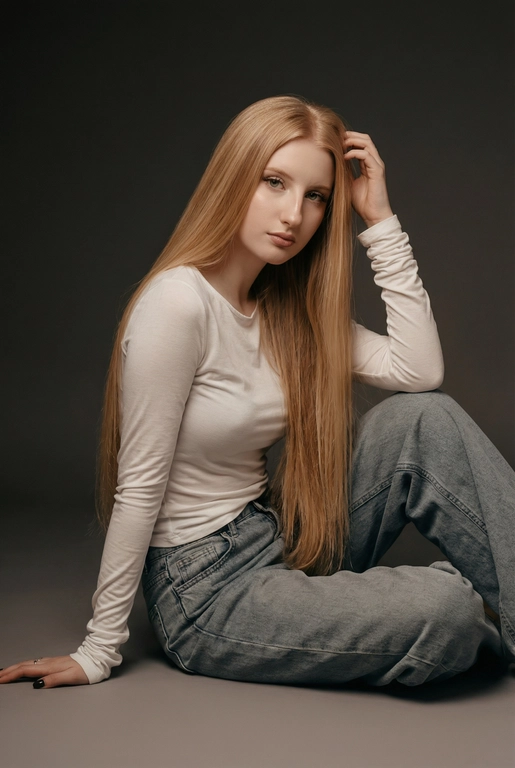 Кадр из фотосессии В белой майке и джинсах