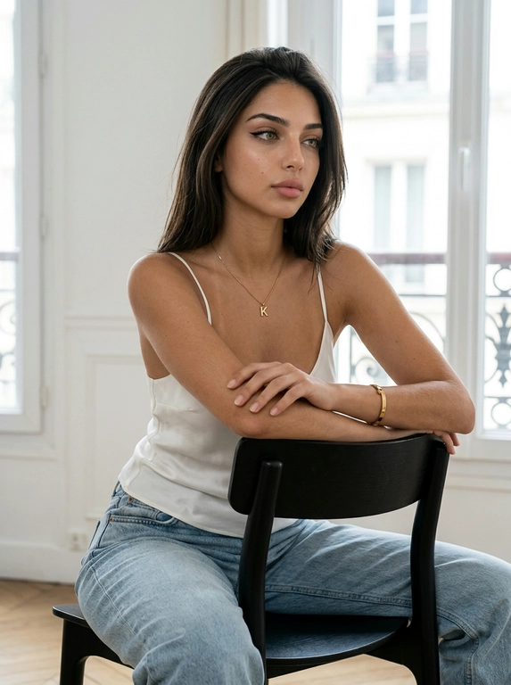 Женщина на дизайнерском стуле в стиле Vogue