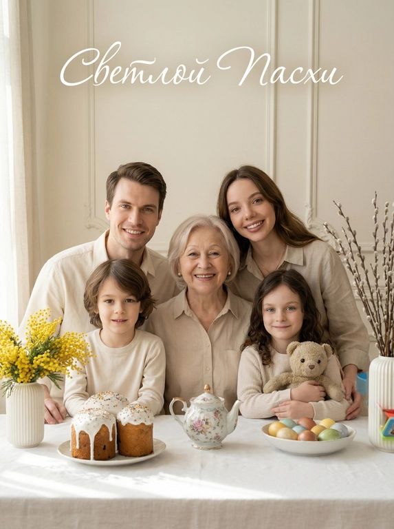 Создайте семейную пасхальную открытку с ИИ онлайн