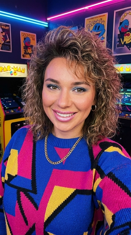 Make me look like in 1980s without changing facial features and facial geometry