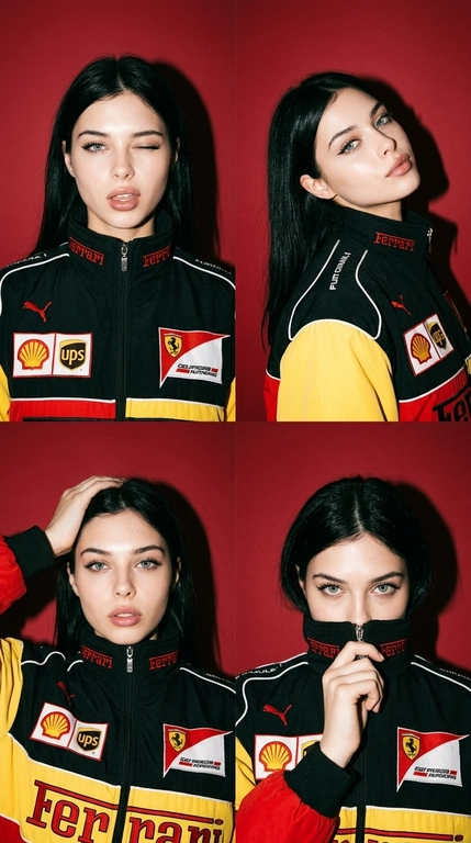 Коллаж из четырех fashion-портретов одной модели