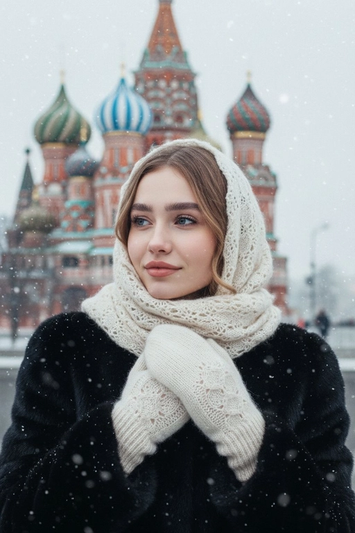 В пуховом платке на Красной площади