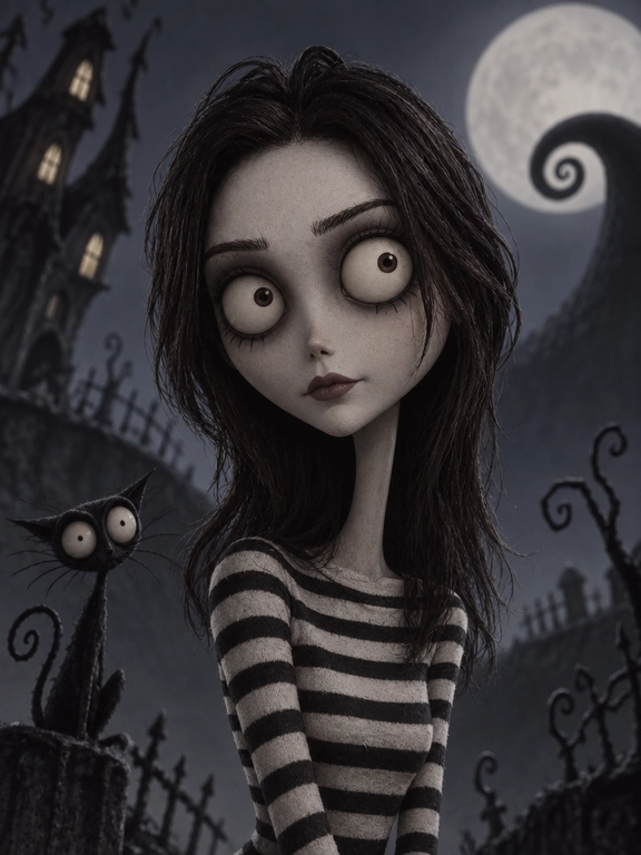 Create me into a tim burton character