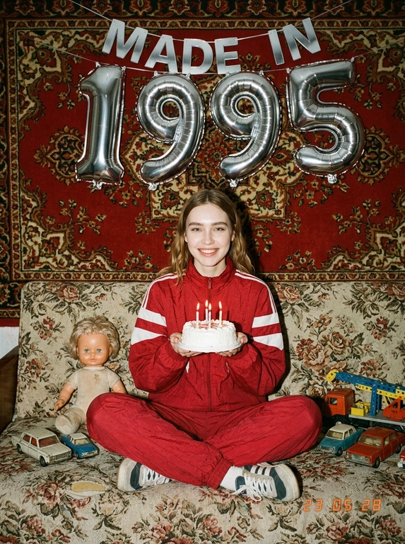 Создайте ИИ-фото дня рождения в стиле 90-х с ретро-вайбом