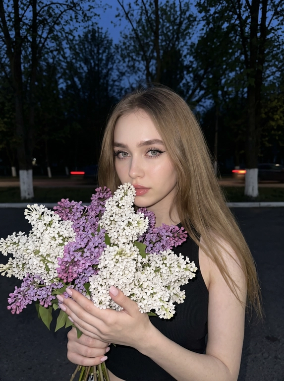 Создайте ночной портрет с сиренью в фотореализме