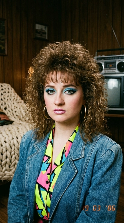 Make me look like in 1980s without changing facial features and facial geometry