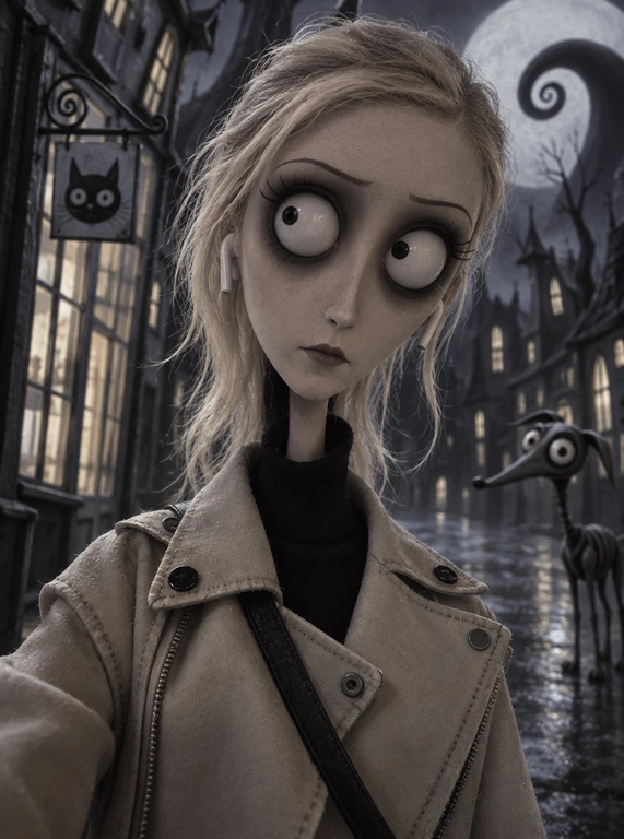Create me into a tim burton character
